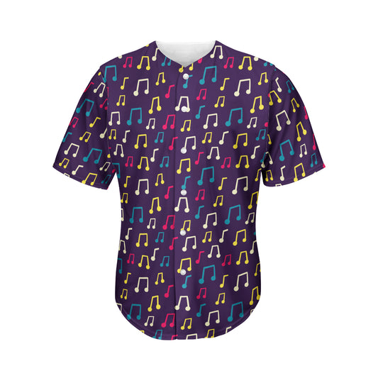 Cute Music Notes Pattern Print Men's Baseball Jersey