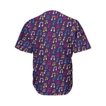 Cute Music Notes Pattern Print Men's Baseball Jersey