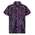 Cute Music Notes Pattern Print Men's Short Sleeve Shirt