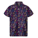 Cute Music Notes Pattern Print Men's Short Sleeve Shirt