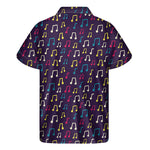 Cute Music Notes Pattern Print Men's Short Sleeve Shirt