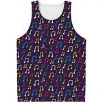 Cute Music Notes Pattern Print Men's Tank Top