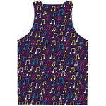Cute Music Notes Pattern Print Men's Tank Top