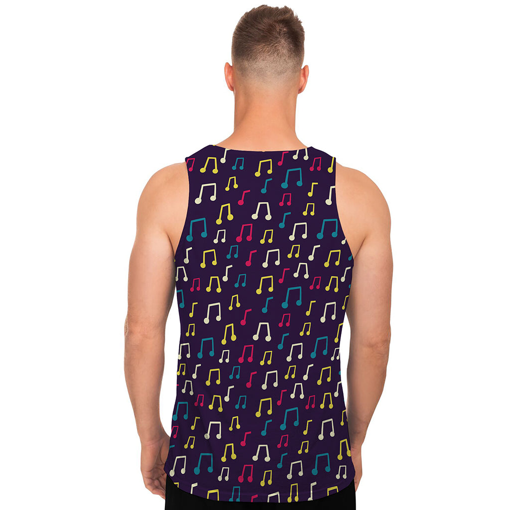Cute Music Notes Pattern Print Men's Tank Top