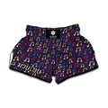 Cute Music Notes Pattern Print Muay Thai Boxing Shorts