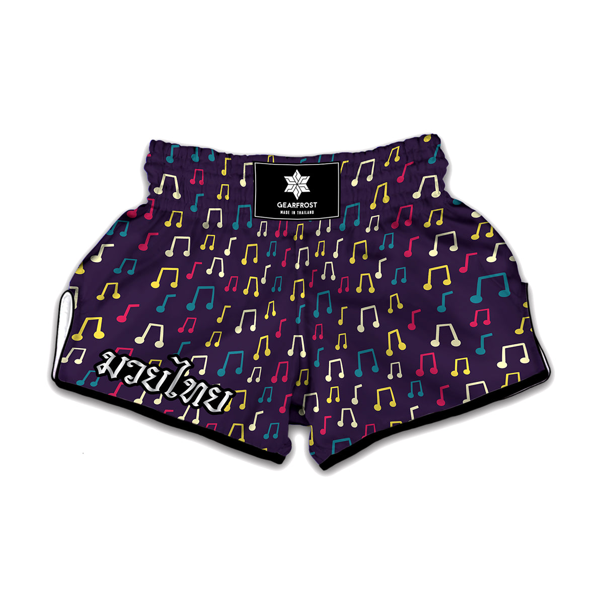 Cute Music Notes Pattern Print Muay Thai Boxing Shorts