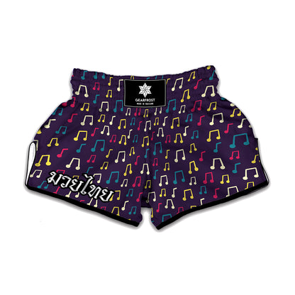 Cute Music Notes Pattern Print Muay Thai Boxing Shorts