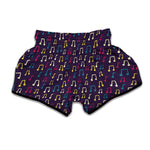 Cute Music Notes Pattern Print Muay Thai Boxing Shorts