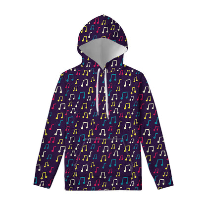 Cute Music Notes Pattern Print Pullover Hoodie