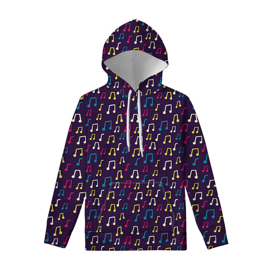 Cute Music Notes Pattern Print Pullover Hoodie