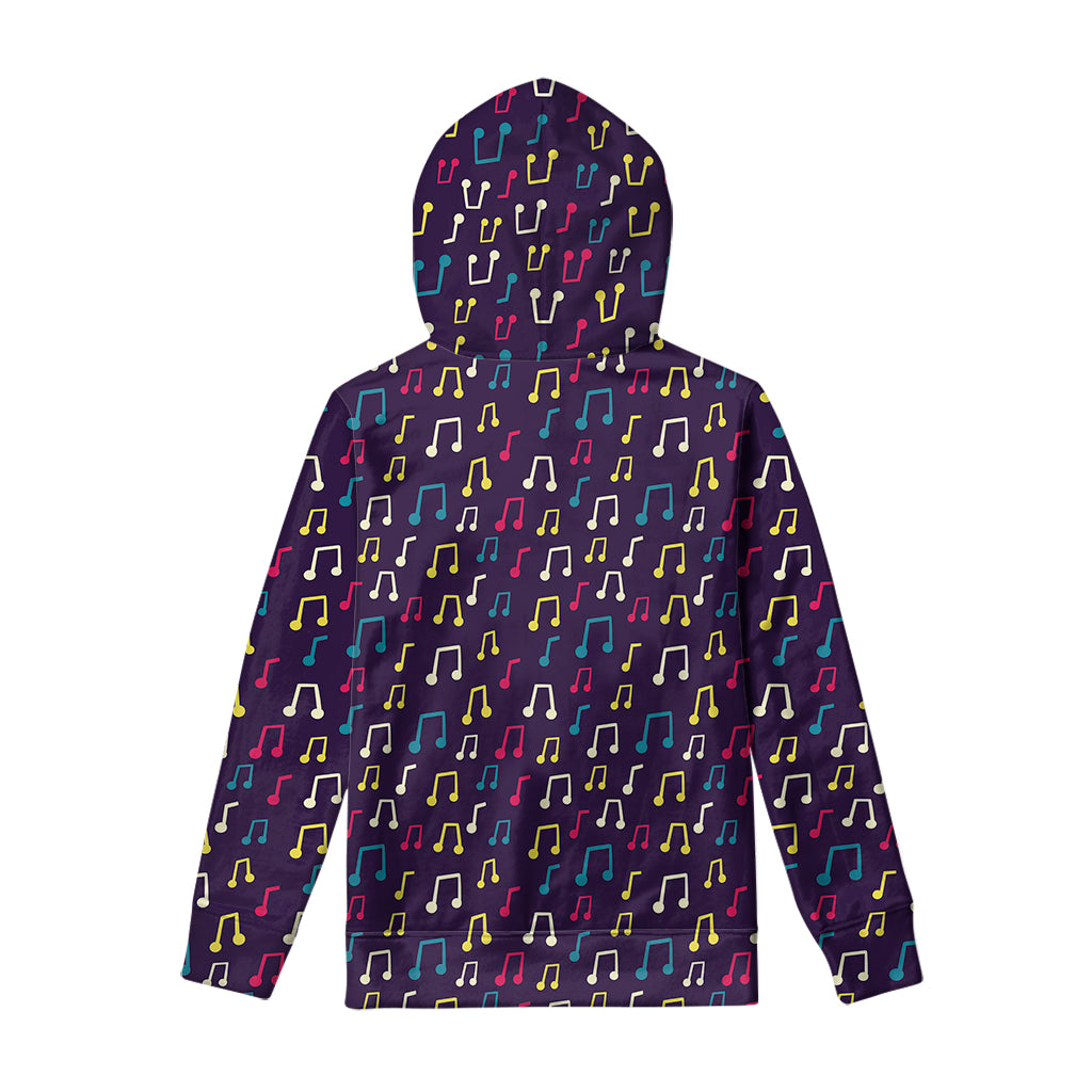 Cute Music Notes Pattern Print Pullover Hoodie