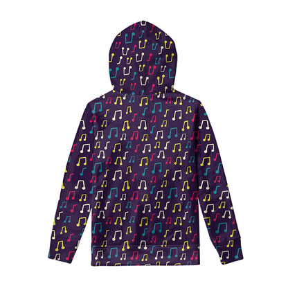 Cute Music Notes Pattern Print Pullover Hoodie