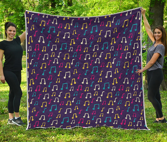 Cute Music Notes Pattern Print Quilt
