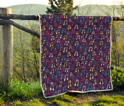 Cute Music Notes Pattern Print Quilt