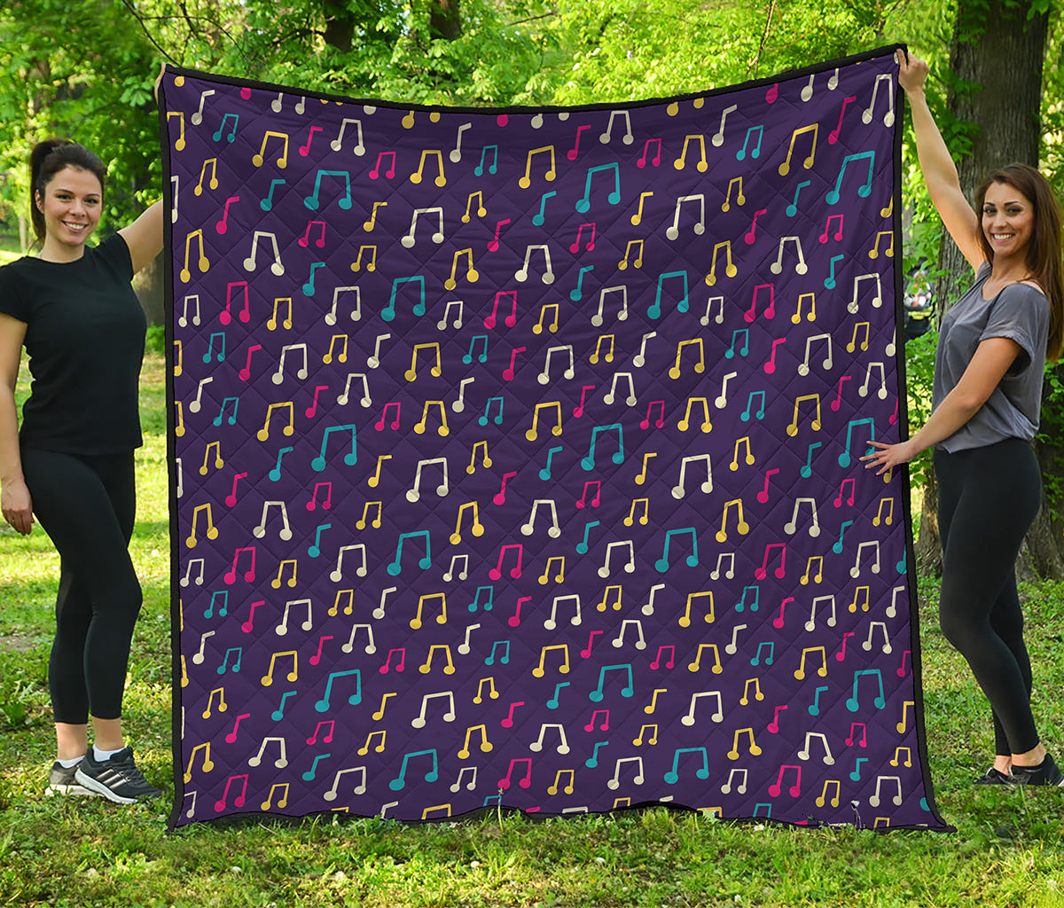 Cute Music Notes Pattern Print Quilt