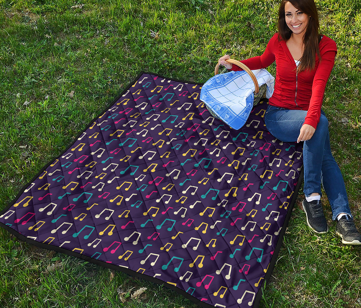 Cute Music Notes Pattern Print Quilt