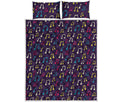Cute Music Notes Pattern Print Quilt Bed Set