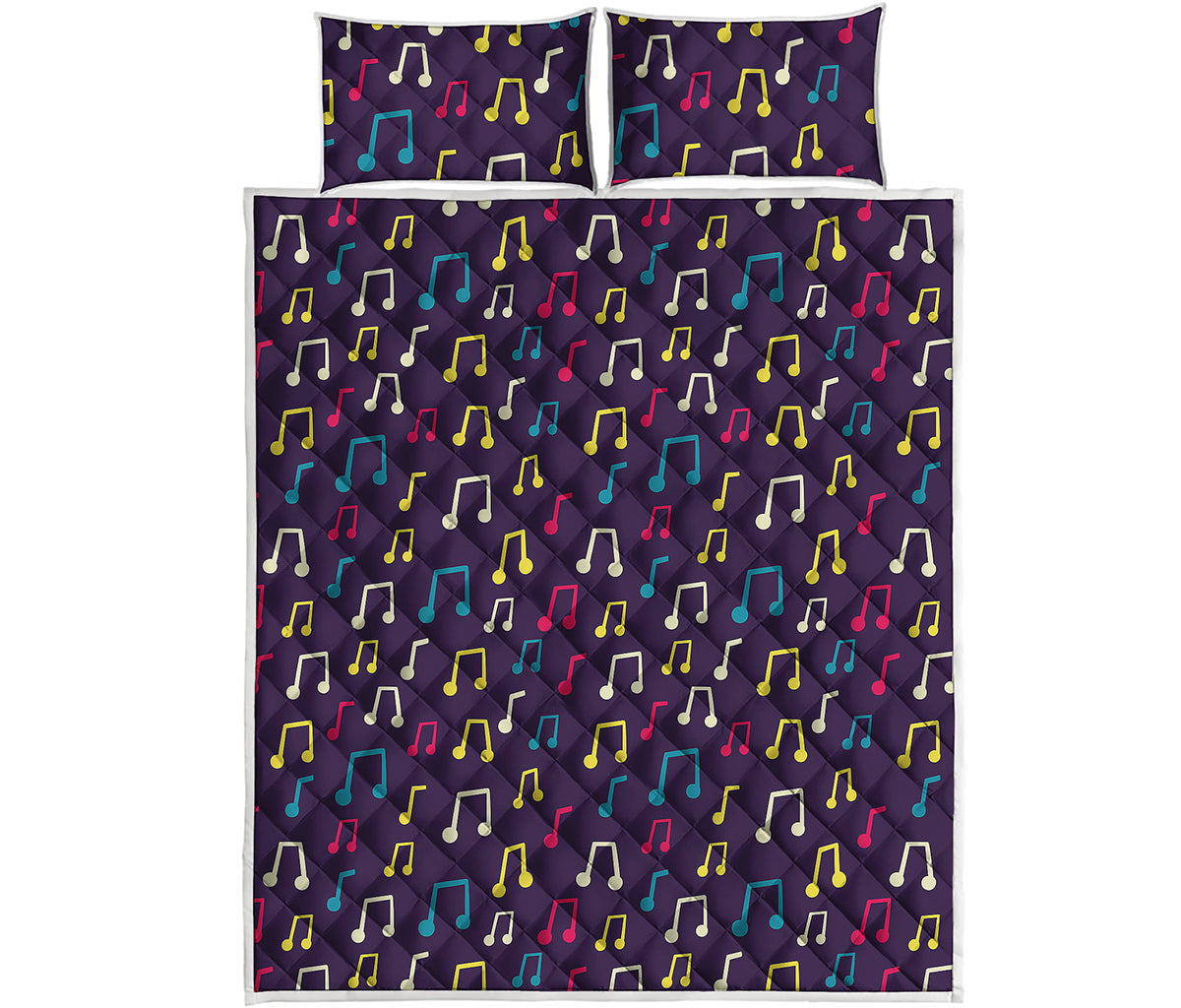 Cute Music Notes Pattern Print Quilt Bed Set