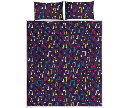 Cute Music Notes Pattern Print Quilt Bed Set