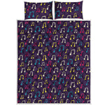 Cute Music Notes Pattern Print Quilt Bed Set