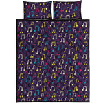 Cute Music Notes Pattern Print Quilt Bed Set
