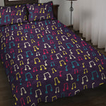Cute Music Notes Pattern Print Quilt Bed Set