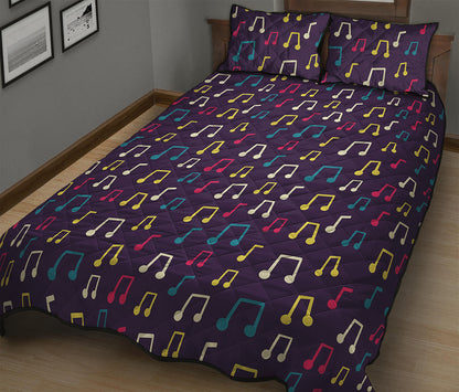 Cute Music Notes Pattern Print Quilt Bed Set