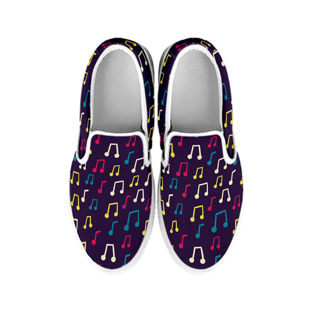 Cute Music Notes Pattern Print White Slip On Shoes