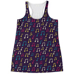 Cute Music Notes Pattern Print Women's Racerback Tank Top
