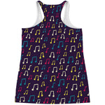 Cute Music Notes Pattern Print Women's Racerback Tank Top