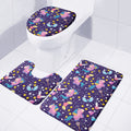 Cute Night Star Unicorn Pattern Print 3 Piece Bath Mat Set