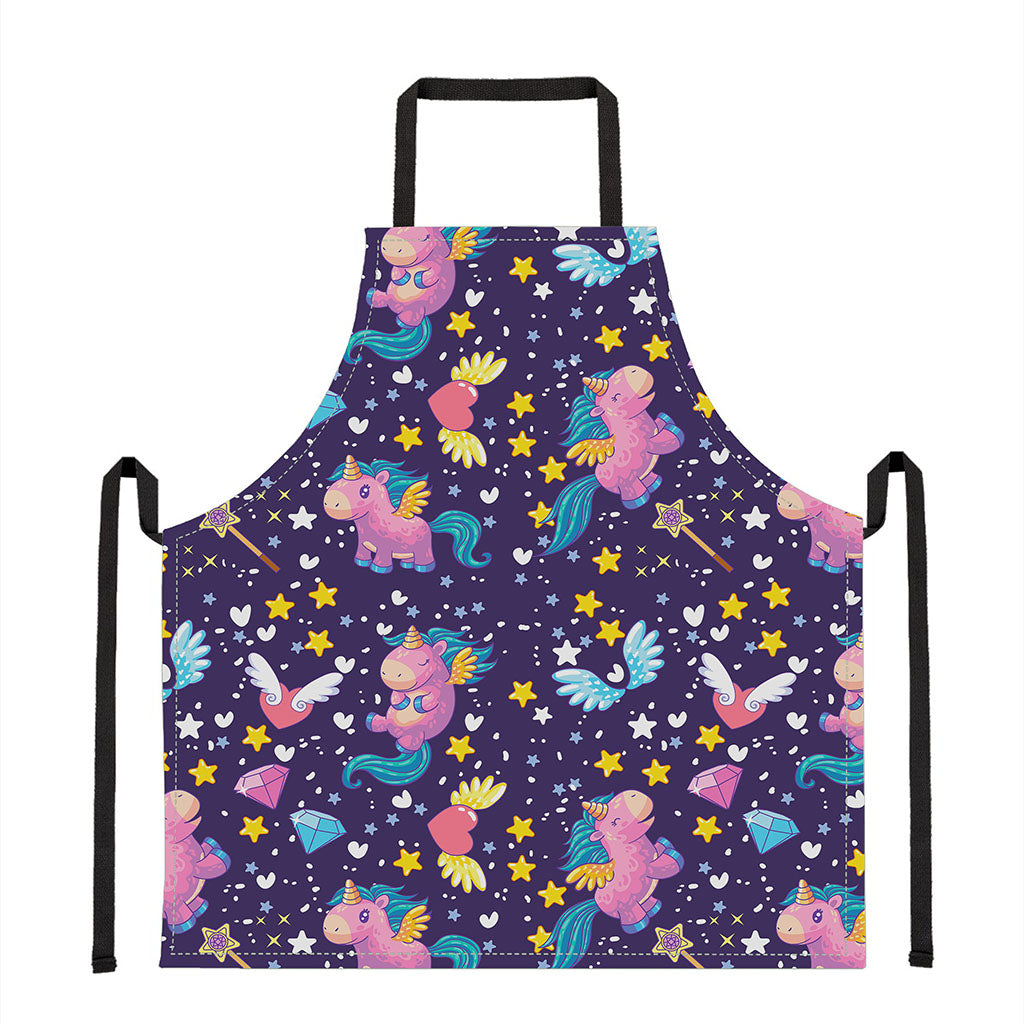 Cute Night Star Unicorn Pattern Print Apron