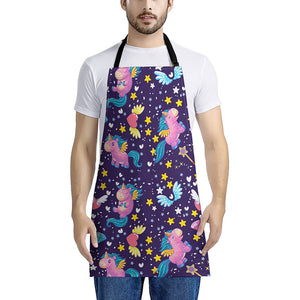 Cute Night Star Unicorn Pattern Print Apron