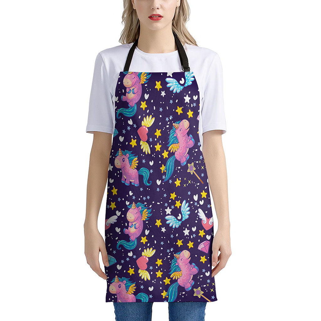 Cute Night Star Unicorn Pattern Print Apron