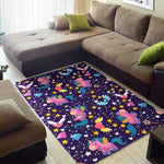 Cute Night Star Unicorn Pattern Print Area Rug GearFrost