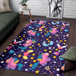 Cute Night Star Unicorn Pattern Print Area Rug GearFrost