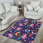 Cute Night Star Unicorn Pattern Print Area Rug GearFrost