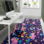 Cute Night Star Unicorn Pattern Print Area Rug GearFrost