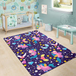 Cute Night Star Unicorn Pattern Print Area Rug GearFrost