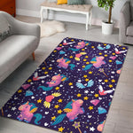 Cute Night Star Unicorn Pattern Print Area Rug GearFrost