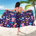 Cute Night Star Unicorn Pattern Print Beach Sarong Wrap
