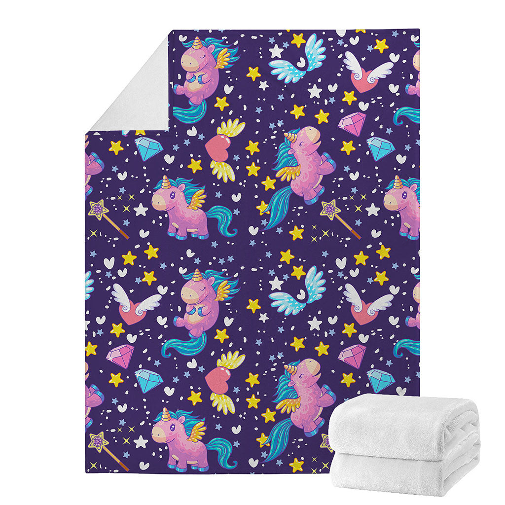 Cute Night Star Unicorn Pattern Print Blanket