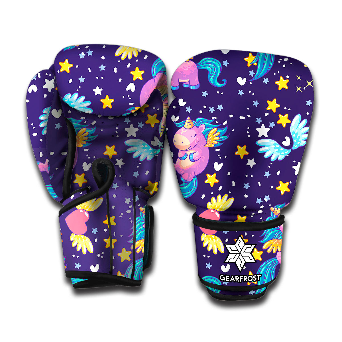 Cute Night Star Unicorn Pattern Print Boxing Gloves