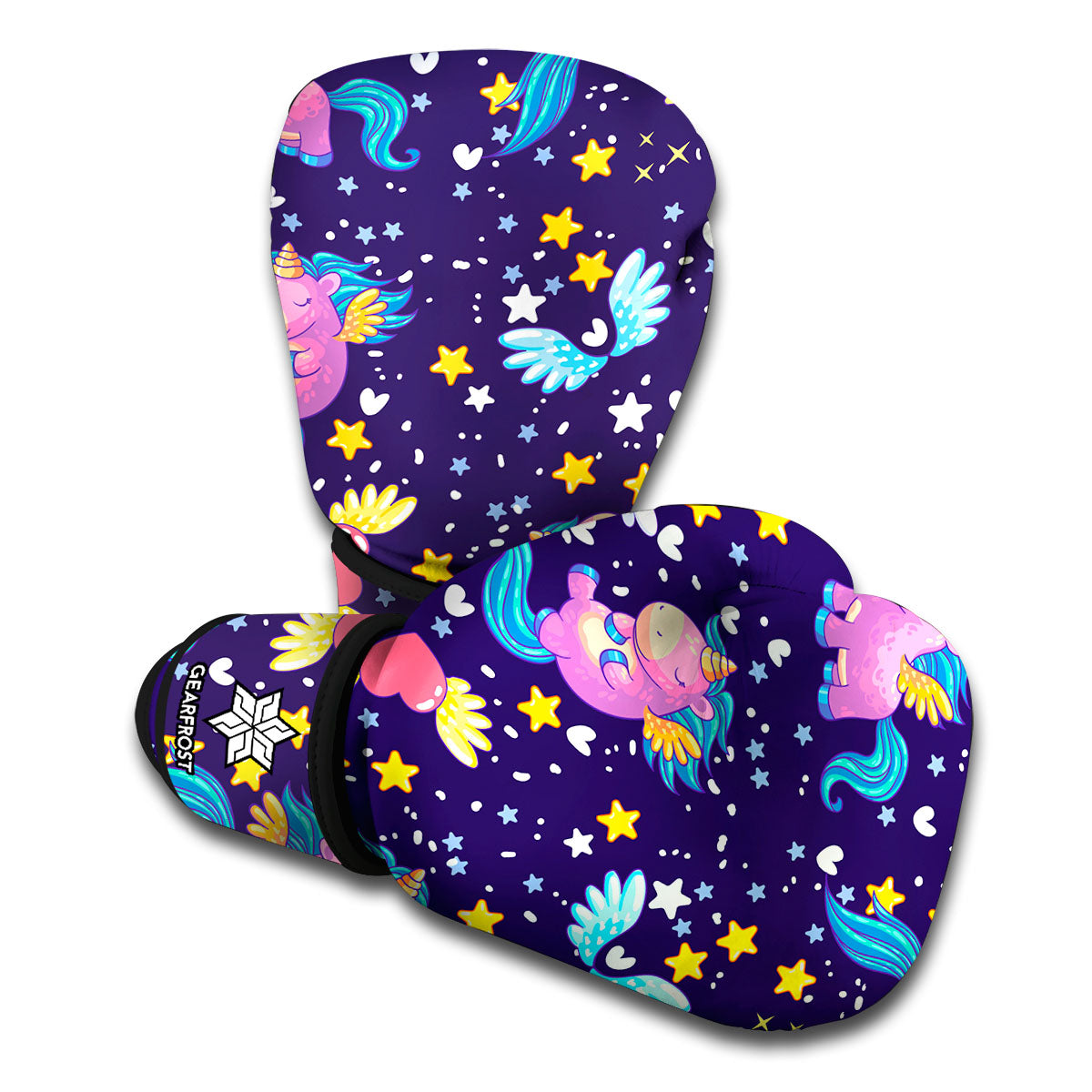 Cute Night Star Unicorn Pattern Print Boxing Gloves