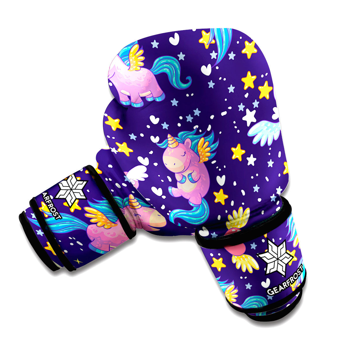 Cute Night Star Unicorn Pattern Print Boxing Gloves