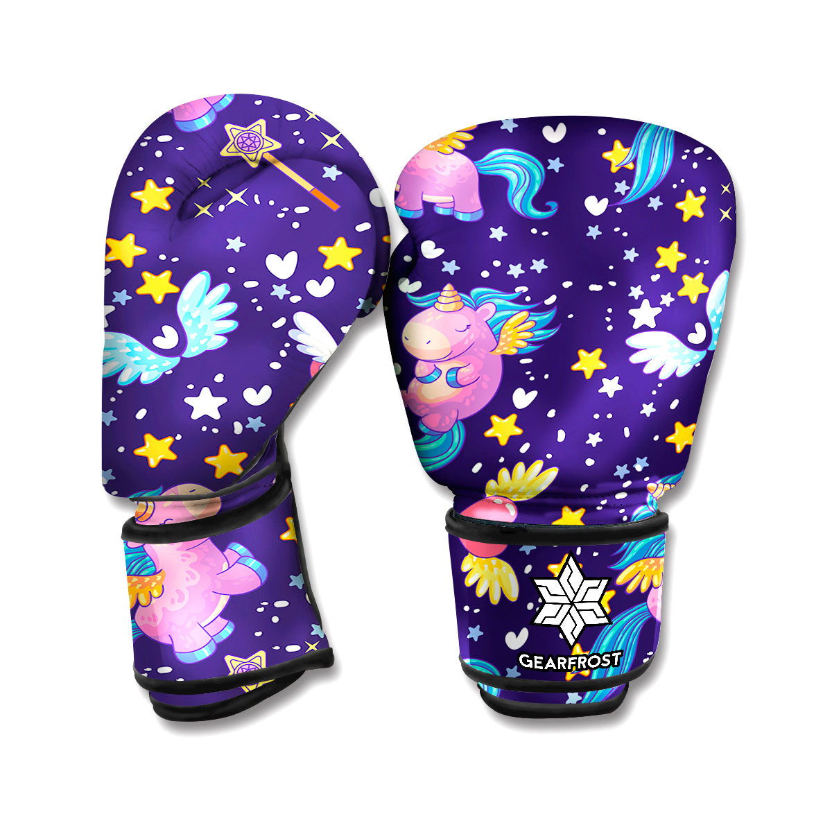 Cute Night Star Unicorn Pattern Print Boxing Gloves