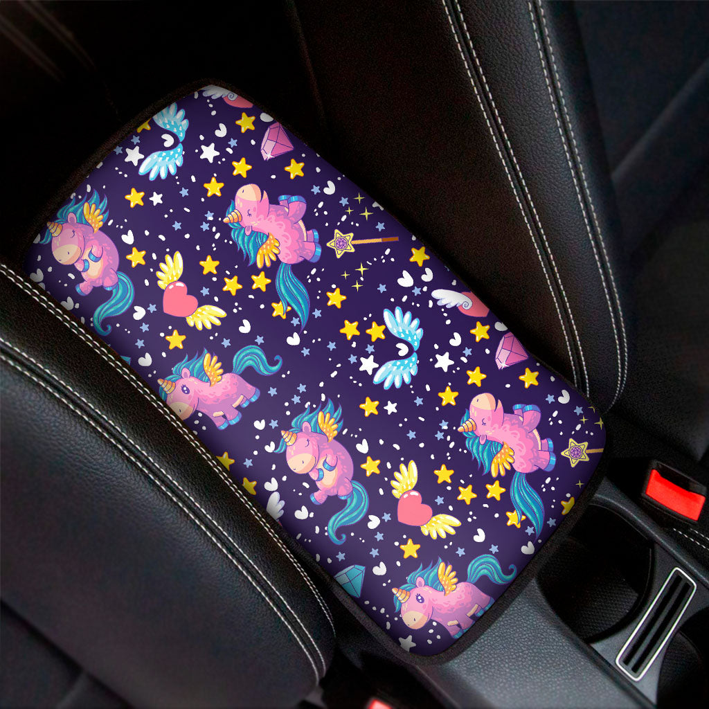 Cute Night Star Unicorn Pattern Print Car Center Console Cover