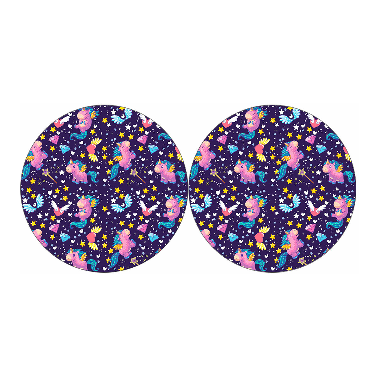 Cute Night Star Unicorn Pattern Print Car Coasters