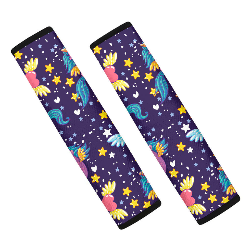 Cute Night Star Unicorn Pattern Print Car Seat Belt Covers