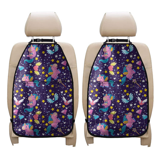 Cute Night Star Unicorn Pattern Print Car Seat Organizers